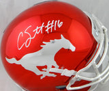 Courtland Sutton Autographed SMU Chrome Schutt Mini Helmet - JSA W Auth *White
