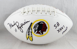 Mark Rypien Autographed Washington Logo Football w/ SB XXVI MVP- JSA W Auth Stacked