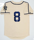 Yogi Berra Autographed Yankees Cream Majestic Jersey w/ 49 WS Patch- JSA W Auth *8