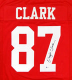 Dwight Clark Autographed Red Pro Style Jersey- Beckett Authentication *7