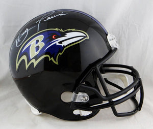 Ray Lewis Full Name Autographed Ravens Full Size Helmet - Beckett Auth *White