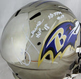 Ray Lewis Full Name Autographed Ravens F/S Chrome Helmet w/ HOF& SB MVP- Beckett Auth *White