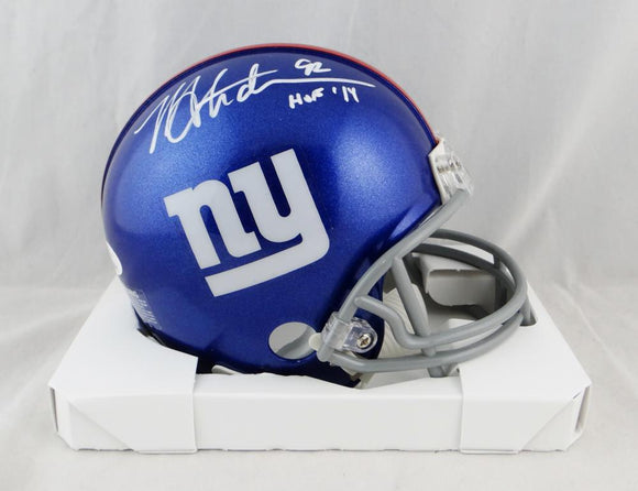 Michael Strahan Autographed New York Giants Mini Helmet W/ HOF- JSA W Auth *White