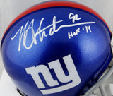 Michael Strahan Autographed New York Giants Mini Helmet W/ HOF- JSA W Auth *White