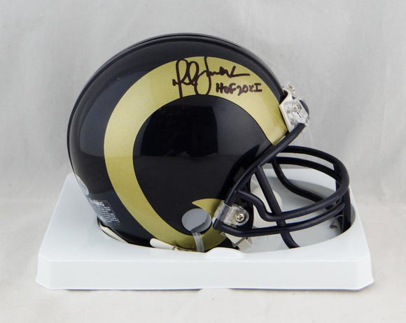 Marshall Faulk Signed St. Louis Rams 00-16 TB Mini Helmet with HOF- Beckett Auth