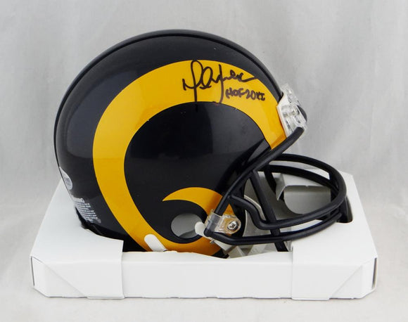 Marshall Faulk Signed St. Louis Rams 81-99 TB Mini Helmet with HOF- Beckett Auth