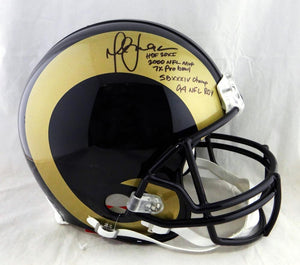 Marshall Faulk Autographed F/S ProLine Rams 00-16 TB Helmet W/ 5 Insc- Beckett Auth