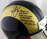 Marshall Faulk Autographed F/S ProLine Rams 00-16 TB Helmet W/ 5 Insc- Beckett Auth
