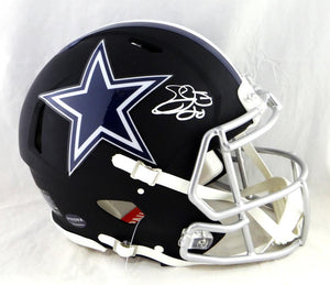 Emmitt Smith Autographed Dallas Cowboys F/S Flat Black Authentic Helmet - Beckett Auth *White