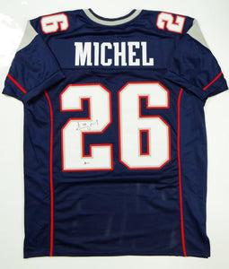 Sony Michel Autographed Blue Pro Style Jersey- Beckett Authenticated *2