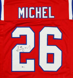 Sony Michel Autographed Red Pro Style Jersey- Beckett Authenticated *2
