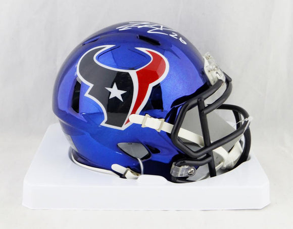 Lamar Miller Autographed Houston Texans Chrome Mini Helmet- JSA W Auth *White