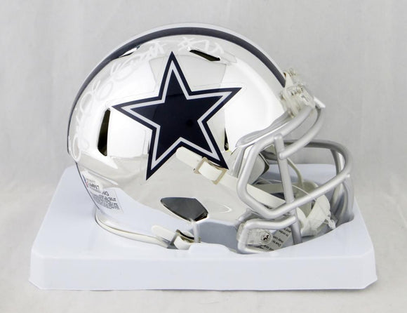 Ezekiel Elliott Autographed Dallas Cowboys Chrome Mini Helmet- Beckett W Auth *White Image 1