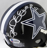 Ezekiel Elliott Autographed Dallas Cowboys Flat Black Mini Helmet- Beckett Auth *Silver Image 2