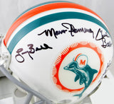 72 Dolphins Autographed TB Mini Helmet w/ 9 Signatures- JSA W Auth *Dolphins 1