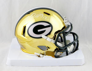 Davante Adams Autographed Green Bay Packers Chrome Mini Helmet- JSA W Auth *White
