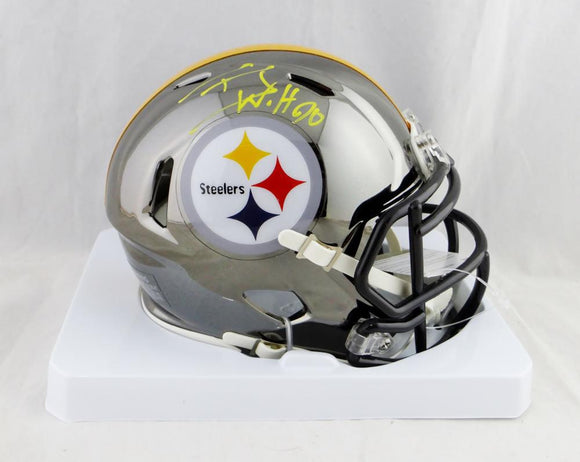 TJ Watt Autographed Pittsburgh Steelers Chrome Mini Helmet- JSA W Auth *Yellow