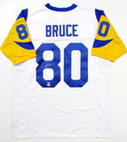 Isaac Bruce Autographed White Pro Style Jersey- Beckett Authenticated *8 Image 1