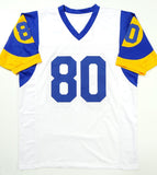 Isaac Bruce Autographed White Pro Style Jersey- Beckett Authenticated *8 Image 3