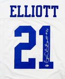 Ezekiel Elliott Autographed White Pro Style Jersey - Beckett W Auth *1 Image 2