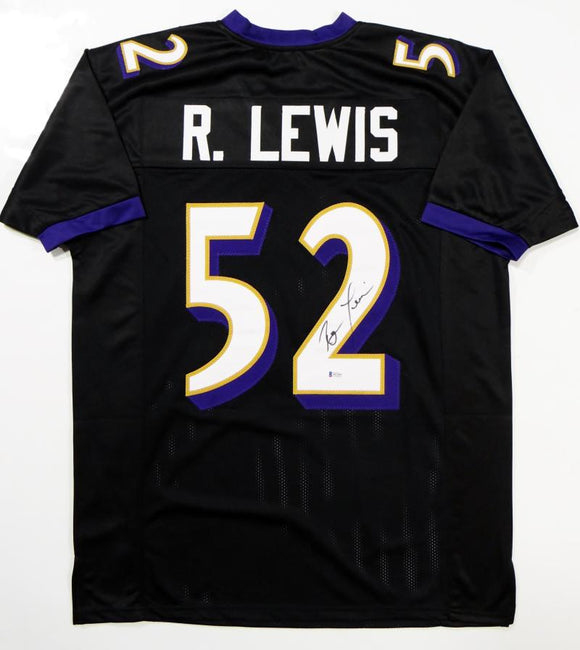 Ray Lewis Autographed Black Pro Style Jersey w/ Full Name - Beckett Authenticated *2