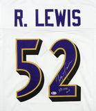 Ray Lewis Autographed White Pro Style Jersey w/ Full Name & SB MVP- Beckett Authenticated *2