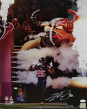 Lamar Miller Autographed Houston Texans 16x20 PF Smoke & Fire -JSA W Auth *White