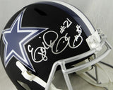 Ezekiel Elliott Autographed Dallas Cowboys F/S Flat Black Helmet- Beckett Auth *Silver