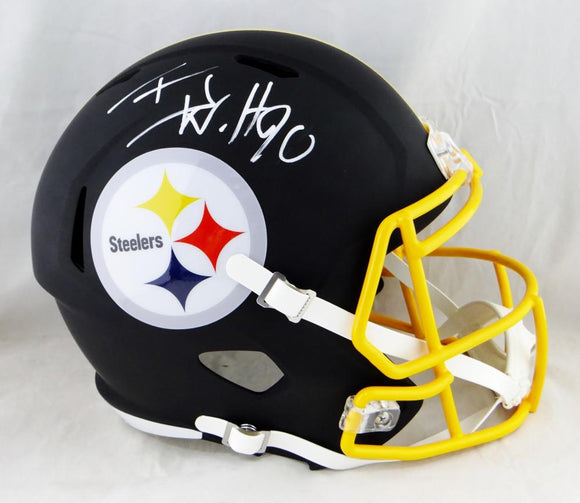 TJ Watt Autographed Pittsburgh Steelers F/S Flat Black Helmet- JSA W Auth *White