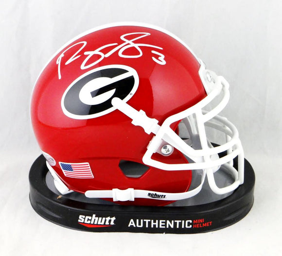 Roquan Smith Autographed Georgia Bulldogs Schutt Mini Helmet- Beckett Auth *White