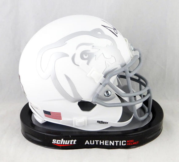 Dak Prescott Signed Mississippi State Bulldogs White Schutt Mini Helmet- JSA W Auth *Front
