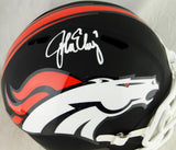 John Elway Autographed Denver Broncos F/S Flat Black Helmet- JSA W Auth *White