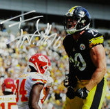 TJ Watt Autographed Pittsburgh Steelers 8x10 PF Photo Jumping vs KC- JSA W Auth/Holo *White