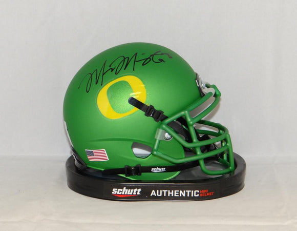 Marcus Mariota Signed Oregon Ducks Apple Green Schutt Mini Helmet- JSA Auth *Blk