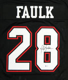 Marshall Faulk Autographed Black College Style Jersey- Beckett Authenticated *8