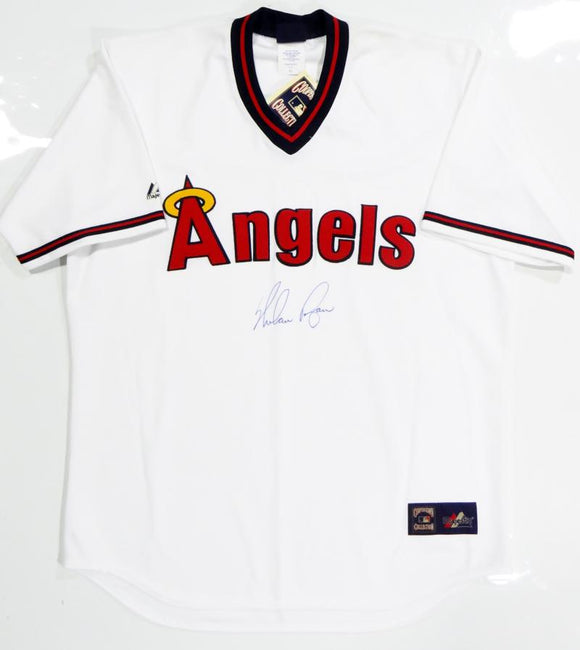 Nolan Ryan Autographed California Angels White Jersey- JSA Auth