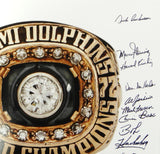 72 Dolphins Autographed 16x20 Super Bowl Ring w/ 19 Sigs -JSA W Auth *Black