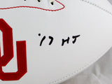 Baker Mayfield Autographed Oklahoma Sooners Logo Football w/ 17 HT - Beckett Auth