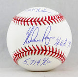 Nolan Ryan Autographed Rawlings OML Baseball W/324 Wins/HOF 99/5,714K's - AIV Hologram