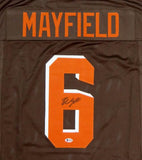 Baker Mayfield Autographed Brown Pro Style Jersey- Beckett W *Black *6 DBL ST Image 2