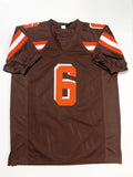 Baker Mayfield Autographed Brown Pro Style Jersey- Beckett W *Black *6 DBL ST Image 3