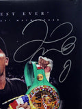 Floyd Mayweather Autographed 16x20 Photo Holding Belts W/ The Best Ever- JSA Auth *Silver