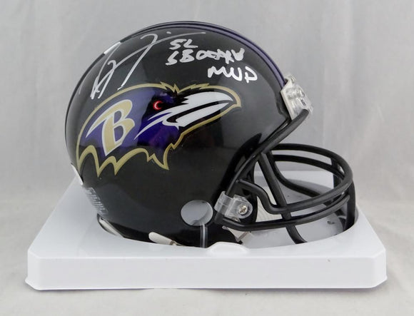 Ray Lewis Autographed Baltimore Ravens Mini Helmet W/ SB MVP Inscription- JSA Authenticated *Silver Image 1