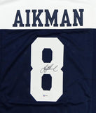 Troy Aikman Autographed Blue W/ White Pro Style Jersey - Beckett Auth *Black