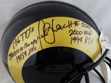 Marshall Faulk Autographed F/S ProLine Rams 00-16 TB Helmet W/ 6 Insc- JSA W Auth