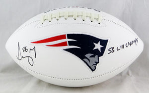 Sony Michel Autographed New England Patriots Logo Football w/ SB Champs- Beckett Auth Image 1