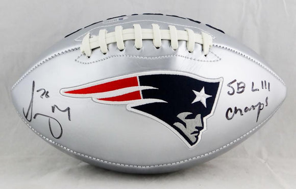 Sony Michel Autographed New England Patriots Silver Logo Football w/ SB Champs- Beckett Auth Image 1