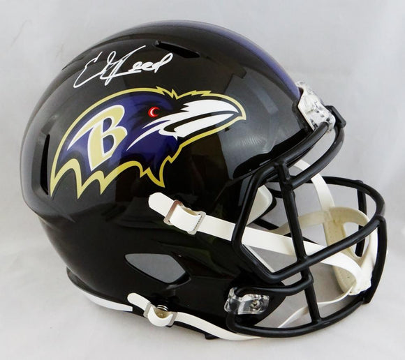 Ed Reed Signed Baltimore Ravens F/S Speed Replica Helmet- Beckett Auth *White
