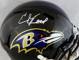 Ed Reed Signed Baltimore Ravens F/S Speed Replica Helmet- Beckett Auth *White