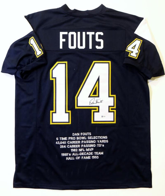 Dan Fouts Autographed Navy Blue Pro Style STAT Jersey- Beckett Authent –  The Jersey Source